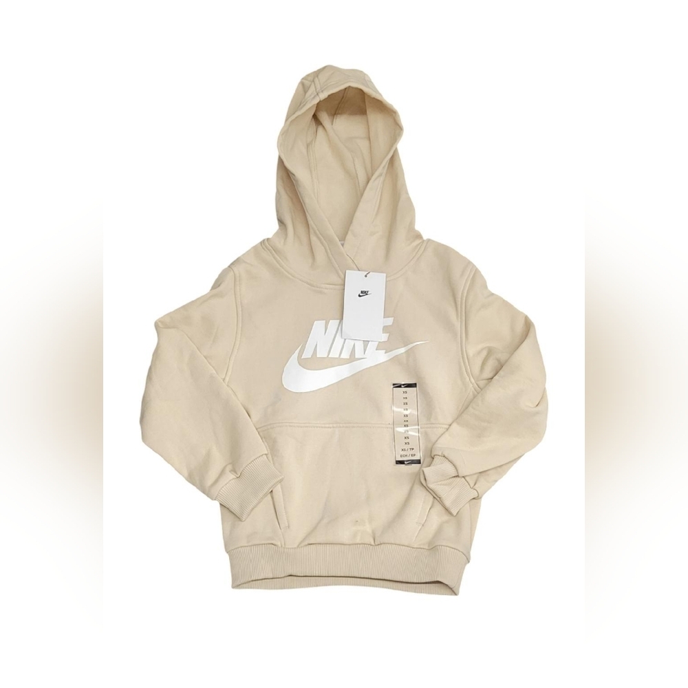 Nike Youth Club Fleece Hoodie Size XS Beige FD2988-126